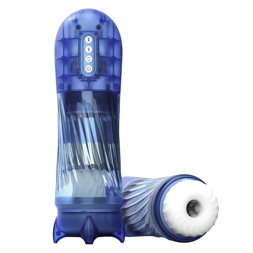 Tracy's Dog Steelcan Automatic Male Masturbator-Transparent Blue