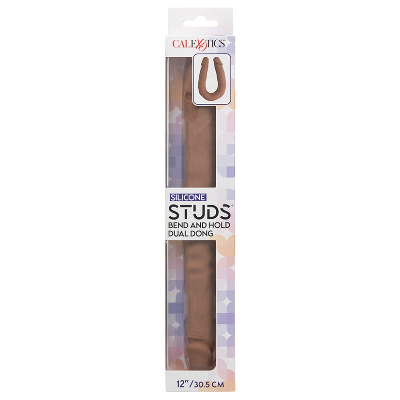 Silicone Studs Bend and Hold Dual Dong-Brown 12"